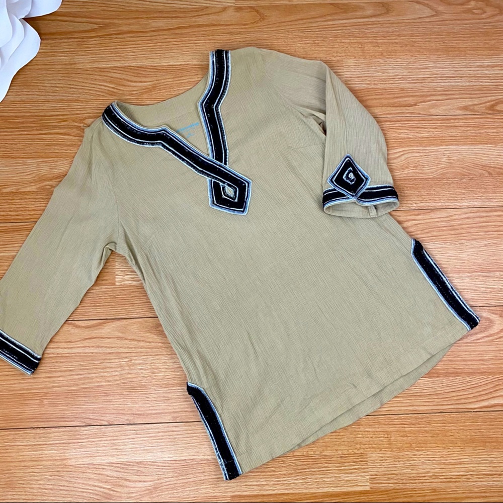 Soft Surroundings V neck 3/4 sleeve Cotton Tunic